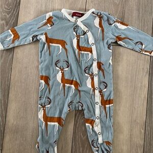 Milkbarn Deer Print Footie Sleeper